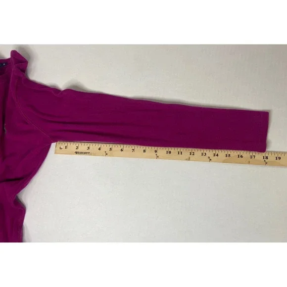 Ralph Lauren Sport Magenta Long Sleeve Crew Neck T Shirt Pony Logo Size M - Picture 9 of 12